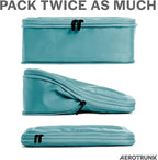 Aerotrunk Compression Packing Cubes for Travel - Luggage Organizer Bags - Double Zipper Packing Cubes for Suitcases (12-Pack, Teal)