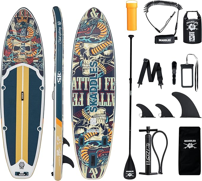 10’6’’ Portable Inflatable Stand Up Paddle Board (SUP) for Adults and Youth with Non-Slip Deck – Complete Accessories Kit, Perfect for Fishing, Yoga, Fitness & Family Fun