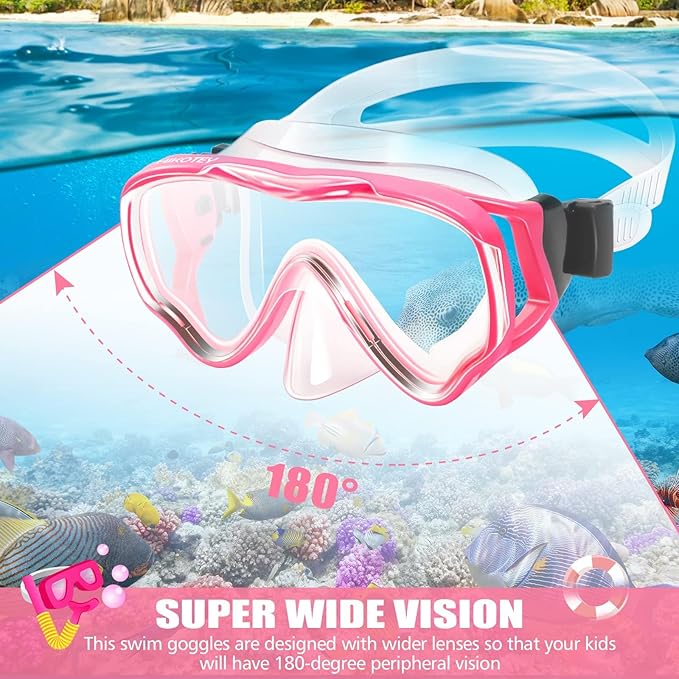 Snorkeling Set for Kids, Full Dry Snorkeling Mask Set for Adults, Anti-Fog Protection, Unisex,HD Panoramic View, Snorkeling Gear for Kids 4-14 Age