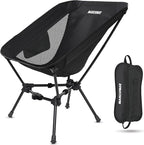MARCHWAY Lightweight Folding Camping Chair, Portable Foldable Compact for Outdoor Camp, Travel, Beach, Picnic, Festival, Hiking, Backpacking, Supports 330Lbs (Black)