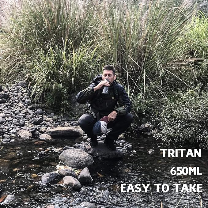 SurviMate Purified Water Bottle for Camping, Hiking, Backpacking and Travel, BPA Free with 5-Stage Intergrated Filter Straw