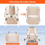 PIJUSHI Travel Backpack for Women Carry on Suitcase Backpack Flight Approved Personal Item Bag Fits 16 Inch Laptop(PE035 Beige)
