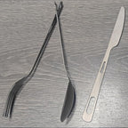 Titanium Fork Spoon Knife Set - Camping Tongs | Ultralight Backpacking Utensils, Travel Cutlery Set, Heat-Resistant & Rustproof, Hiking Survival Gear (Knife+ Fork+ Spoon)