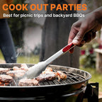 Camping Cooking Utensils Set Grilling Cookware Camp Kitchen Rotating Marshmallow Roasting Sticks BBQ Forks, Portable RV Camping Essentials Camper Must Haves for Cookouts Open Fire Pit