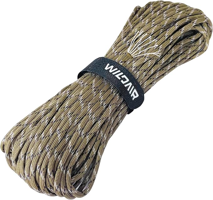 WILDAIR 550lb Paracord Parachute Cord Lanyard Ropes Heavy-Duty Strong Rope-7 Triple Strands 100FT Outdoor Camping (Desert Camo)