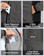 Men's Cycling Rain Jackets Waterproof Running Bike Windbreaker Lightweight Packable Hooded Jacket