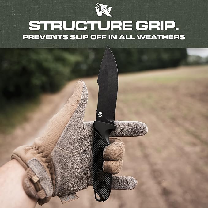WOLF-I Full Tang Survival Knife with Sheath - Stylish Tactical Fixed Blade - Made of 440C Steel - For Bushcraft and Camping Survival - Perfect EDC Outdoor Knife with TPE Handle