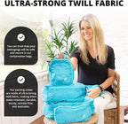 8 Piece Compression Packing Cubes Set - Double Capacity Design for Travel - Small, Medium & Large Sizes - Carry-On Suitcase Organizer Bags (Turquoise)
