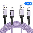 Durcord USB C Charger Cable, 2Pack 6ft USB Charger Fast Charging Type C Cord Cable, Type C Charger Cable Compatible with iPhone 15 Pro/Plus/Max/Android/Phone/Pad-Light Purple