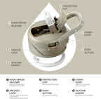 IDEUS Insulated Stainless Steel Water Bottle with 2 Leak-Proof Lids, Thermal Water Flask for Hiking Biking, 24oz, Celadon