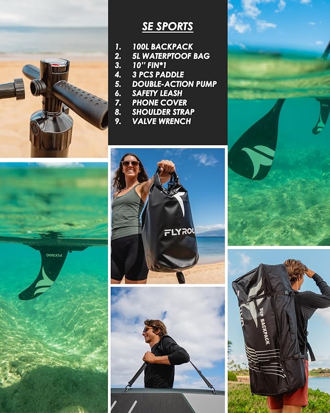 11'6x35'' Extra Wide Inflatable Paddle Board, 450lb Capacity Stand Up Paddle Board for Adults (x3), Stable Inflatable SUP, All Skill Levels, 3 Handles, 100L Backpack, 3PCS Paddle, 5L Dry Bag