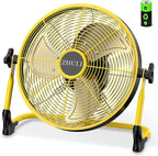 ZHULI 10" Portable Battery Operated Floor Fan, Rechargeable Cordless Camping Fan, Hi-Velocity Brushless Motor, Metal blade, USB Phone Charge, 8~60H Runtime, Quiet, Wireless, For Outdoor Home Workshop