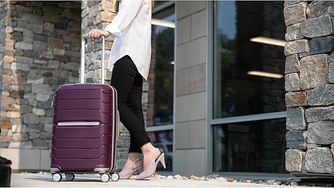 Samsonite Freeform Hardside Carry-On Luggage with Spinner Wheels - Hardshell Suitcase - TSA, Airline-Approved - Expandable Hard Shell, Smooth Rolling Wheels for Lightweight Travel - Amethyst Purple