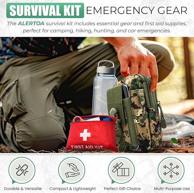 Survival Kit - All-in-One Survival Gear and Supplies for Camping, Hiking, Hunting, and Car Emergencies - Essential Tools, Great Gift for Men, Fathers, Boyfriends, Boys, Dads and Scouts