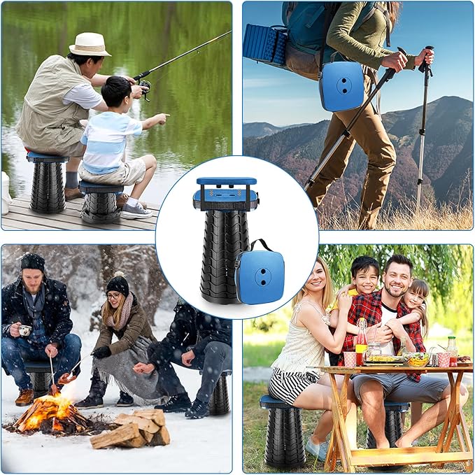 Collapsible Stool with Soft Removable Cushion & Waterproof Carry Bag - Lightweight Folding Stool, 485lbs Capacity, Portable for Adults, Camping, Fishing, Hiking, Outdoor, Travel