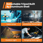 Rechargeable Work Light with Stand, GoGonova Cordless Work Light with Triple LED Lamps, 8AH Battery, 700/1200/2200 Lumen, 4000/6500K Dimmable Camping Light with Detachable Tripod（Yellow）