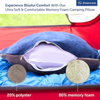 DREAMCARE Camping Pillow, Memory Foam Travel Pillow, Camping Accessories - Small Pillow Camping Essentials Camping Pillows for Sleeping, Backpacking Pillow, Travel Pillows for Sleeping (Medium,Blue)