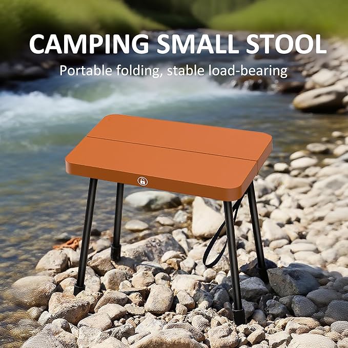 10 Inch Portable Folding Stool for Camping, Gardening, BBQ, and Outdoor Activities (Brown)