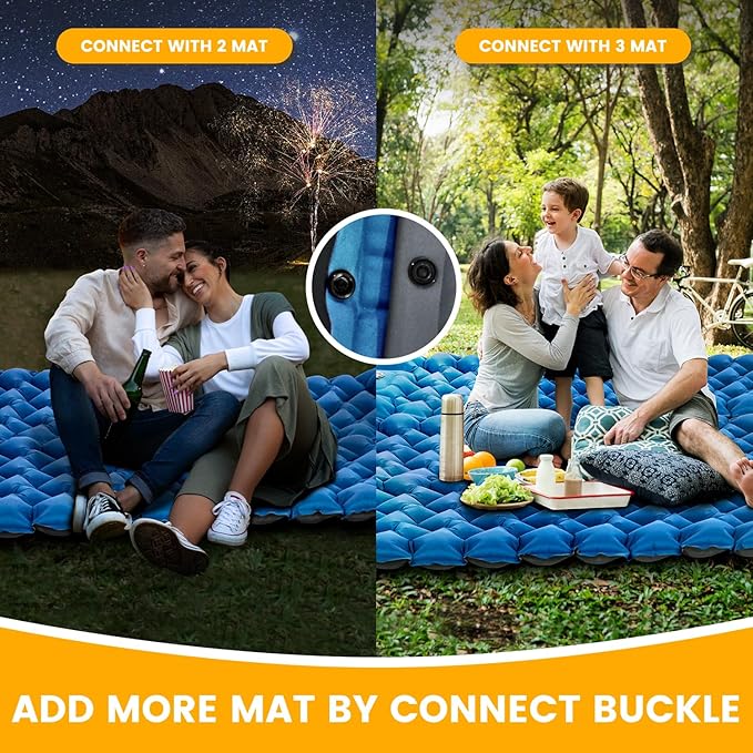 Inflatable Camping Mat, Ultra-Lightweight Sleeping Pad with Built-in Pillow & Foot Pump, Camp Pads for Backpackers, Hikers & Outdoor Enthusiasts, Easy to Carry, Gifts