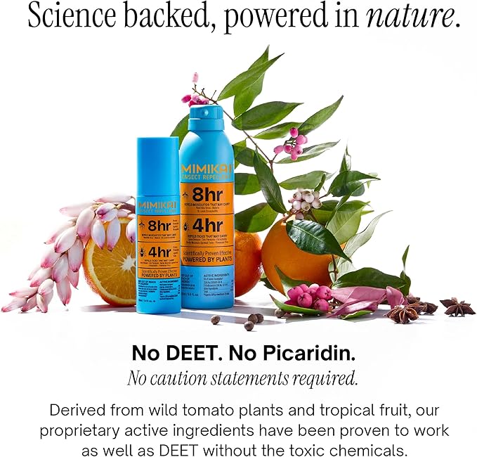 Mimikai Tick Repellent Spray, DEET-Free for Skin and Outdoor Use, Non-Toxic, Plant-Powered Skincare, 5.5oz