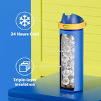 24 oz Insulated Water Bottle for Men: Meoky Stainless Steel Water Bottle with 2-in-1 Straw and Spout Lid - Leak Proof, Cold for 24 Hours, Fits in Car Cup Holder, BPA-Free for Sports Travel, Sapphire