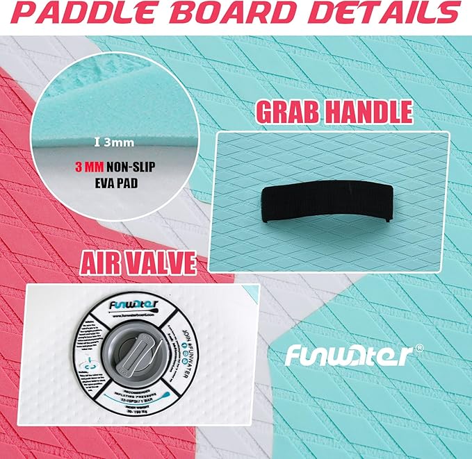 FunWater Inflatable Stand Up Paddle Board 10'/10'6"/11'/11'6" Paddle Board for Adults & Youth, Paddleboards Inflatable with Premium SUP Accessories, Wide Stable, Non-Slip Comfort Deck