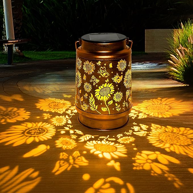 Sunflower Solar Lantern Lights, Outdoor Lanterns Garden Decor, Hanging Solar Lantern for Backyard Porch Patio Table Yard Balcony Lawn Pathway, Gifts for Women Grandma Mom, 1PCS