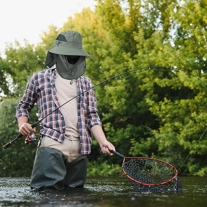 Cuffbow 3 Pcs Sun Hat for Men Women with Neck Flap Breathable Wide Brim Bucket Hat UV Protection UPF 50+ Fishing Hiking