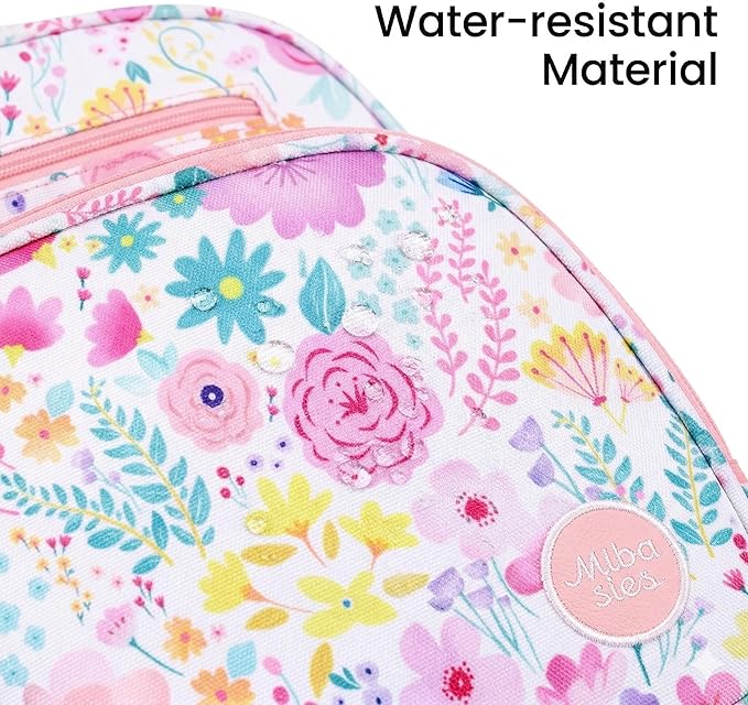 mibasies Kids Backpack for Girls: Girls Backpack 5-8 - Kindergarten Elementary School Bookbag for Girl - Flower Pink