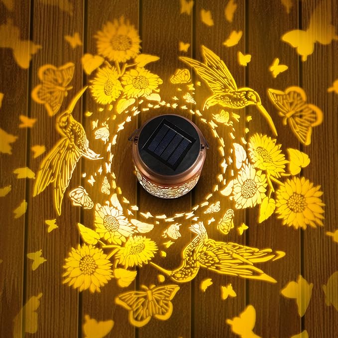 Solar Lanterns Outdoor Waterproof with Shepherd Hook, Hummingbird Garden Decor Solar Lights Outdoor, Birthday Gifts for Women, Mom, Gardens, Yards