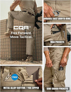 CQR Men's Flex Ripstop Tactical Pants, Water Resistant Stretch Cargo Pants, Lightweight EDC Hiking Work Pants
