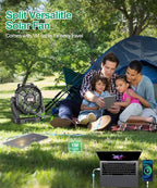 CONBOLA Solar Fans for Outside,Camping Fan, Portable Fans Rechargeable 9-Inch Battery Powered (180Hrs) LED Lantern, USB C Battery Beach Fan.