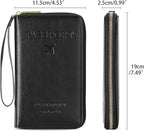 Leather RFID Blocking Passport Holder Travel Wallet, Passport Cover/Travel Wallet for Women/Men with