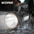 Rechargeable Searchlight Handheld LED Tactical Flashlight with Handle Spotlight High-Power Super Bright Torch with USB Output Torch (Black)