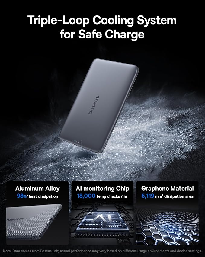Baseus 0.3" Ultra Slim 5000mAh MagSafe Portable Charger with USB-C Braided Cable&Baseus Qi2 Certified 15W Wireless Magnetic Power Bank 10000mAh with USB-C Cable