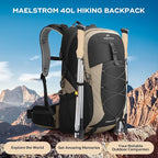 Maelstrom Hiking Backpack,Camping Backpack,40L Waterproof Hiking Daypack with Rain Cover,Lightweight Travel Backpack,Khaki