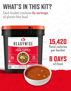 ReadyWise Emergency Food Supply - 84 Servings Gluten Free Survival Food Bucket, Dehydrated Meals & Freeze Dried Food for Backpacking, Camping Essentials & Emergency Supplies, up to 25 Year Shelf Life