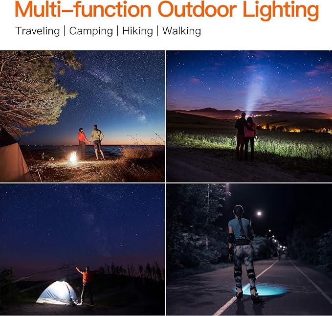 BUYSIGHT Rechargeable Spotlight, 1000 high Lumen Handheld Flashlight, Large Flashlight Lightweight and Super Bright Searchlight (Gold Aluminium_Alloy)