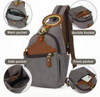 KouLi Buir Canvas Sling bag,Small Crossbody Backpack,Convertible Chest Bag Casual Daypack For Outdoor Cycling Hiking Travel (B3611-D.Grey-N)