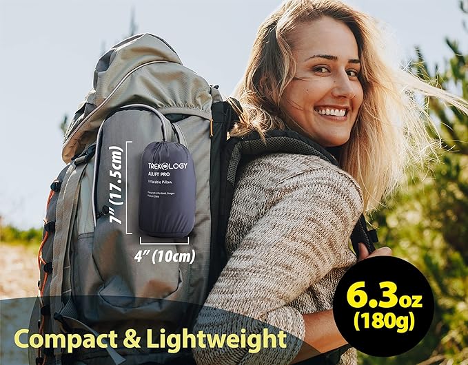 TREKOLOGY Backpacking Pillow Inflatable Pillow for Camping Inflatable Camp Pillow Blow Up Air Pillows for Sleeping Hiking Pillow - ALUFT Pro