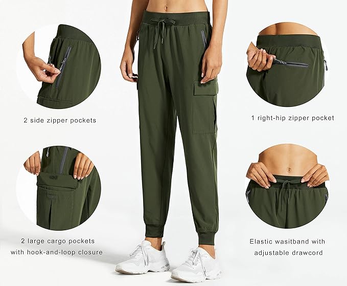 Libin Women's Cargo Joggers Lightweight Quick Dry Hiking Pants Athletic Lounge Casual Travel