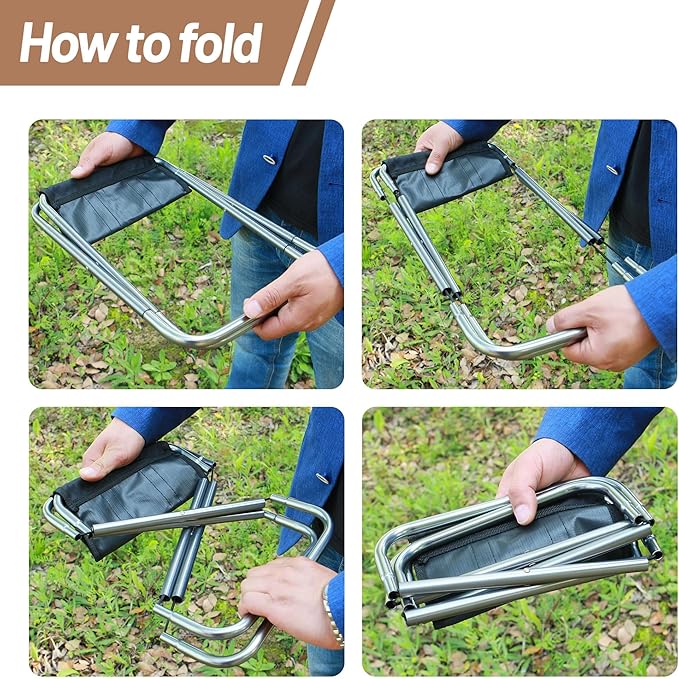 Portable Camping Folding Stool Chair with Bag, Small Lightweight Camp Stool Chair Collapsible for Fishing Hiking Outdoor Beach Backpack Photographer Picnic 9.86"x 8.66"x10.63"