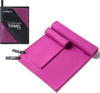 Aegero Camping Towel,2 Pack Microfiber Travel Sports Towel,Quick Dry-Super Absorbent-Ultra Compact-Ultra Soft-Lightweight.Suitable for Gym,Yoga,Trip,Beach,Shower,Backpacking,Pool(Purple)
