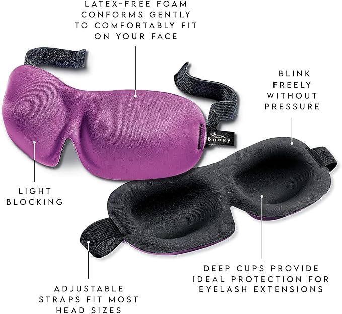 Bucky 40 Blinks No Pressure Eye Mask for Travel & Sleep, Starling Blue, One Size