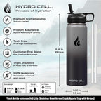 HYDRO CELL Stainless Steel Insulated Water Bottle with Straw - For Cold & Hot Drinks - Metal Vacuum Flask with Screw Cap and Modern Leakproof Sport Thermos for Adults (Graphite/Black 24oz)