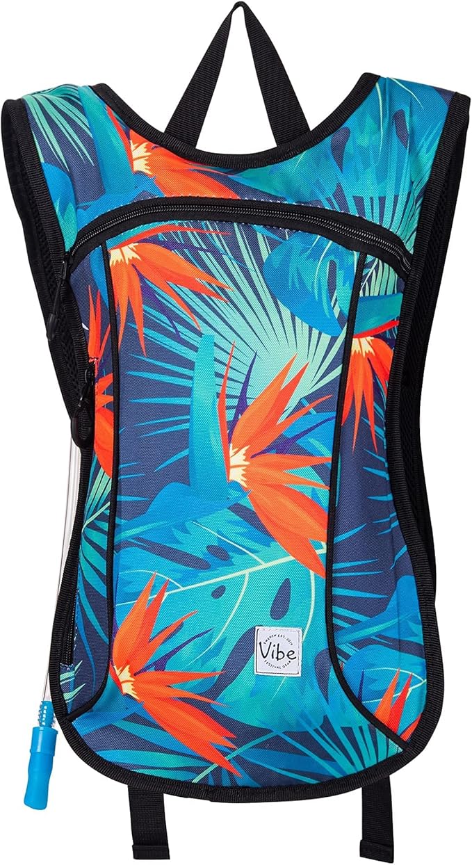 Vibe Festival Gear Hydration Pack Backpack with 2L Water Bladder for Women, Men, Teens, Kids - Hydropack Hydro Sports, Outdoor, Running, Camping, Hiking, Festivals, Raves