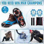 WIN.MAX Crampons for Shoes, Traction Cleats Ice Snow Grips with 19 Stainless Steel Spikes, Shoe Talons Anti - Slip Boots Spikes for Walking, Jogging, Climbing and Hiking