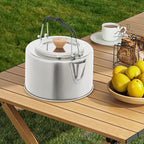 Camping Kettle, Stainless Steel Portable Coffee Tea Pot with Anti-Scald Handles, 35.2oz Capacity for Outdoor Camping Hiking Picnics (Silver)