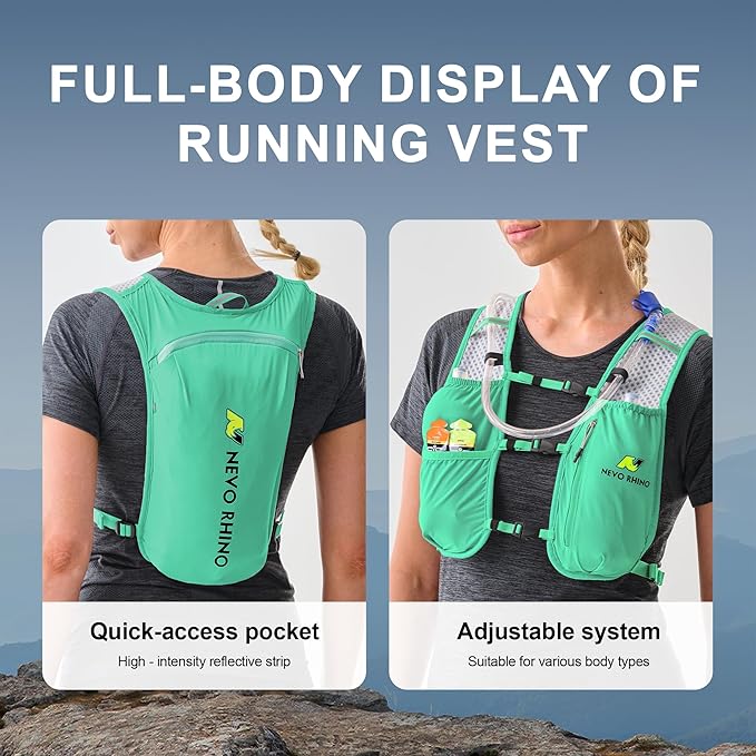 N NEVO RHINO Running Hydration Vest for Women 1.5L Water Bladder Backpack 5L Small -Lightweight Breathable Hydration Vest for Hiking Trail Running Cycling Marathon for Women