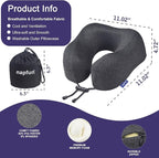 napfun Travel Pillow, Travel Accessories & Travel Essentials for Airplane Upgraded 100% Pure Memory Foam Travel Neck Pillow for Flight Headrest Sleep, Portable Plane Necessities, Full Black